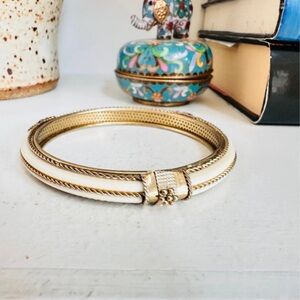 Elegant Gold and Cream Bangle Bracelet
